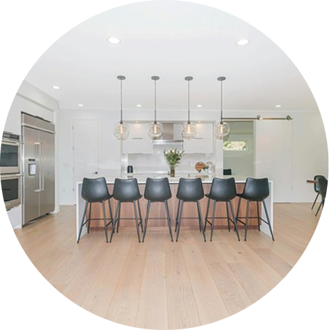 Beautiful kitchen remodel in Liberty Hill, Texas with large bar top island.