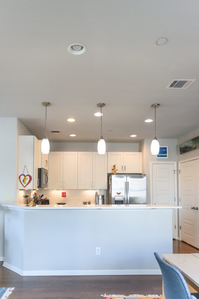 Finished Georgetown kitchen remodel with island and open living layout